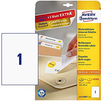 AVERY Zweckform InkJet + Laser + Kopier-Etiketten/L4735REV-25 Inhalt 25 Stück