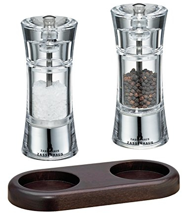 Zassenhaus Set Salzmühle & Pfeffermühle Aachen Acryl mit Untersetzer (14 cm)