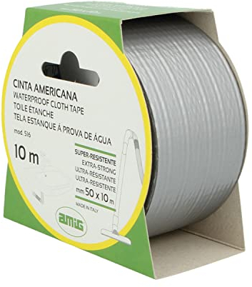 Amig - Nastro Americano Mod.516 per Fissaggio Extraforte e Resistente all'Acqua per Uso in Interni o Esterni | Perfetto per il Fai da Te e Riparazioni | Misure 10 m x 50 mm | Colore Grigio