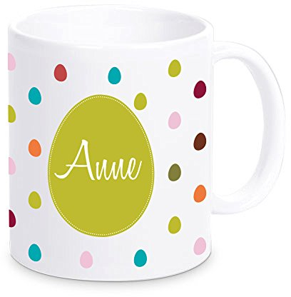 4youDesign weiße Tasse mit bunten Ostereiern - personalisiert mit Namen I Kaffeebecher als Geschenkidee zu Ostern I Ostergeschenk für Mann & Frau