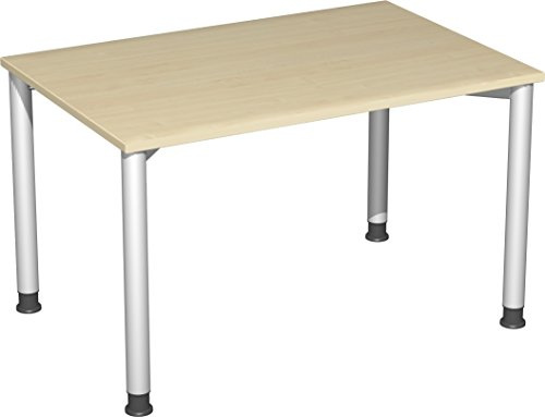 Gera Möbel 4 Fuß Flex Schreibtisch, Holzdekor, ahorn/Silber, 120 x 80 x 72 cm