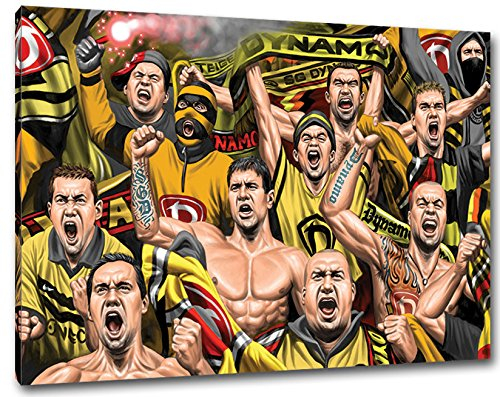 Ultras Dresden, Bild auf Leinwand Panorama, fertig gerahmt, 120 x 80 cm