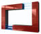 Vladon Wohnwand Mirage, Made in Germany, Anbauwand mit Rückwand mit 2 Türen, 2 Klappen und 6 offenen Glasablagen, Schwarz matt/Bordeaux Hochglanz, inkl. LED-Beleuchtung (262 x 183 x 39 cm)