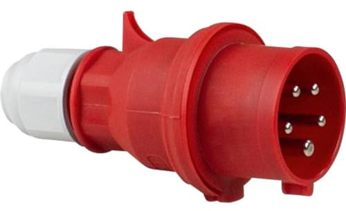 as - Schwabe CEE Stecker 400V/16A/5-polig - Rot, 61420 - Made in Germany | Starkstrom Stecker mit Schraubanschlüssen - Stromstecker Schlagfest - Zugentlastung - Spritzwassergeschützt IP44