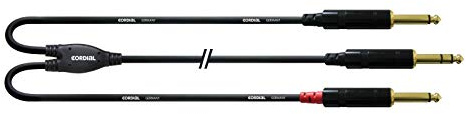 Cordial CFY 1,5 VPP Y-Adapter Cable (6.3 mm Stereo Jack gold/2x 6.3 mm Mono Jack Gold) 1.5 Black