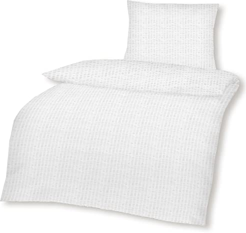 optidream Bettwäsche 2tlg. 135x200 80x80 Baumwoll-Seersucker Uni Weiß