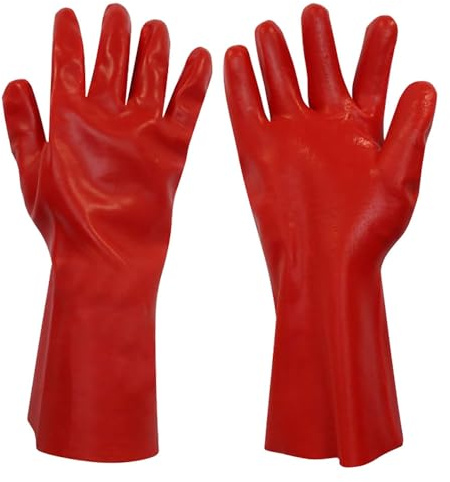 OEM SYSTEMS Guanti in PVC Rossi antiacido CF. 12 pz.