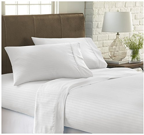 ienjoy Home Embossed 4 Piece Sheet Set, Full, Stripe White