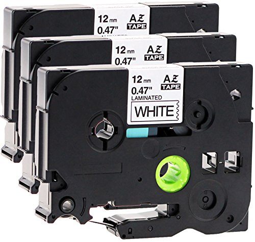 3x Schriftbandkassette für Brother TZe-231 12mm schwarz auf weiß 12mm breit x 8m lang laminiert kompatibel zu TZE-231