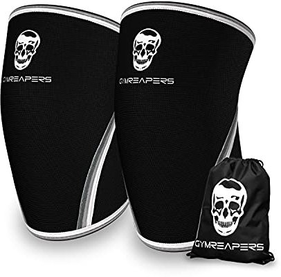 Gymreapers Knee Sleeves (1 Pair) Gym Bag - IPF Approved - Knee Sleeve & Compression Brace for Squats, Fitness, Weightlifting, and Powerlifting 7MM Sleeve Pair - For Men & Women (White, S)