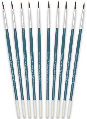 Tristar Série 202 Lot de 10 Pinceaux écoliers poils de poney naturels n°6 Vert