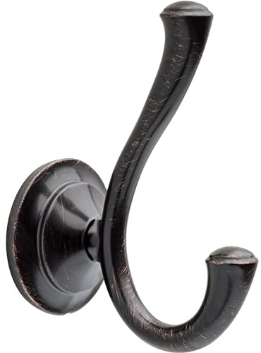 Delta Double Towel Hook for Bathroom or Kitchen| Venetian Bronze | Linden Accessories