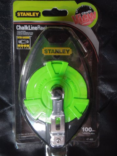 Stanley 100 Foot Chalk Line Reel with Chalk View Window and Interlocking Hook System.