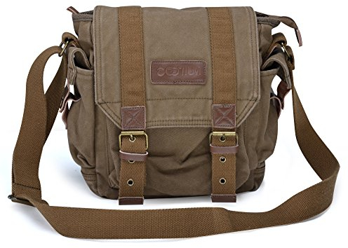 Gootium 21217AMG Vintage Canvas Messenger Bag Small Shoulder Bag, Army Green
