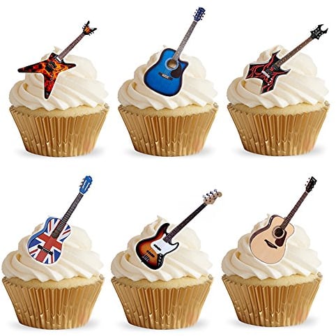 Cupcake Dekor, Gitarren aus Esspapier, Kuchendekoration, 28 Stück