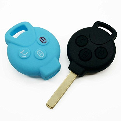 Farbig Silikon Schlüssel Hülle - Smart 451 (Himmelblau)