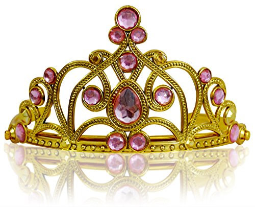 Katara 1682 - Prinzessin Diadem Krone, Verkleidung Kostüm, Fasching Karneval, Haarspange, Gold/Hellrosa