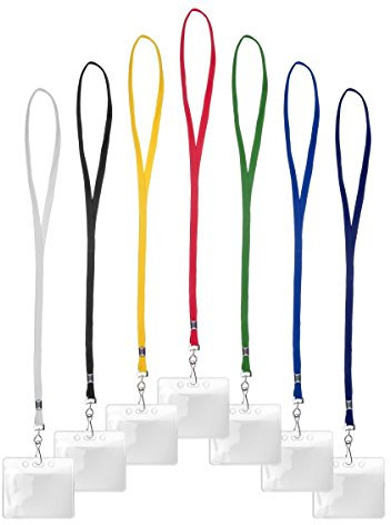 Karteo® Ausweishülle mit 10 mm Schlüsselband schwarz | Kartenhülle horizontal aus Vinyl | Lanyard mit Metalldrehhaken | als Ausweishalter Kartenhalter | für Ausweise Dienstausweise im EC-Kartenformat