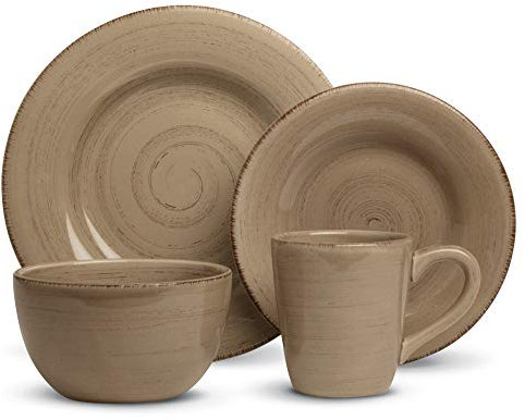 TAG - Sonoma 16-Piece Ironstone Ceramic Dinner Set, A Stylish Way to Bring Bold Color to Your Table, Tan