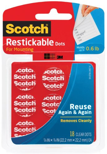Scotch 25.4mm x 25.4mm Restickable Dots (Pack of 18)