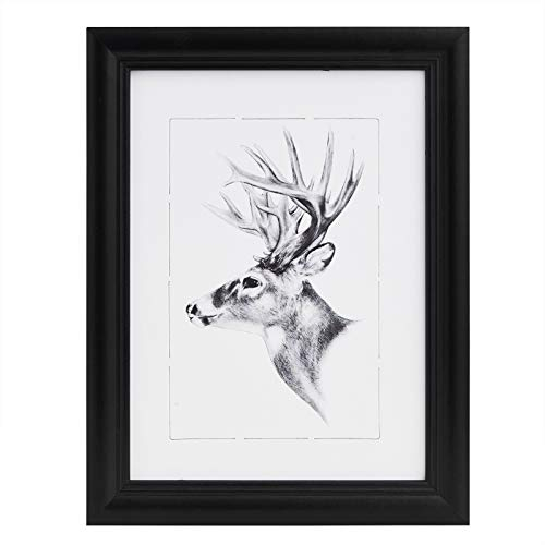 WOLTU Cadre Photo 15x20cm Cadre en Bois Massif avec Passe Partout Suspendre Horizontalement ou Verticalement, Décoration Murale ou sur Table, Noir