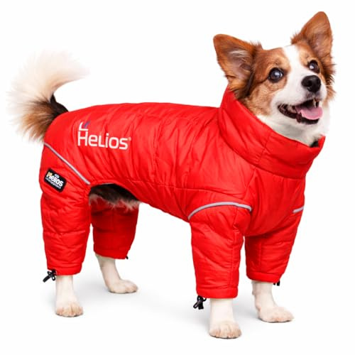 DOGHELIOS 'Thunder-Crackle' Full-Body Bodied Waded-Plush Adjustable and 3M Reflective Pet Dog Jacket Coat w/ Blackshark Technology, Large, Grenadine Red