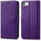 iPhone SE 5 5S Case Premium Leather Flip Wallet Case Cover Pouch For iPhone SE 5 / 5S and Screen Protector With Polishing Cloth And Stylus (Purple)