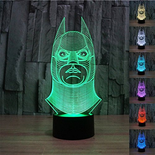 SmartEra® Illusion optique 3D Batman Modèle, 7 Changement de couleur, fantastique Bouton USB de bureau tactile LED Light Table Lamp