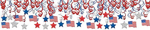 (PKT) 4th July USA Mega Value Pack Hanging Swirl Decorations (30 pk), 24