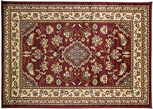 Birsppy Large Classic Oriental Persian Style Floral Traditional Rug/Mat, Red - 120 x 170cm
