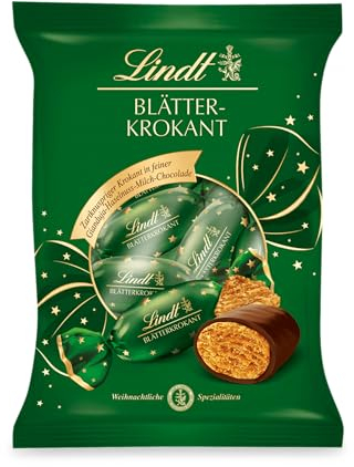 Lindt Schokolade Blätterkrokant | 1 x 90g | Zartknuspriger Krokant in Gianjula Haselnuss Milchschokolade| Schokoladen-Geschenk zu Weihnachten | Weihnachtsschokolade