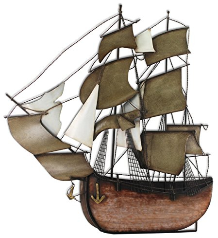 Art Deco Home - Wanddeko Segelschiff, Metall, 92 cm - 59546SG