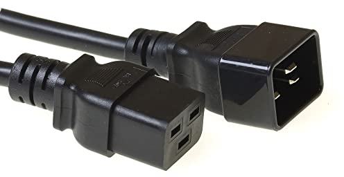 ACT Kaltgerätekabel Verlängerung 3m, C19 Buchse auf C20 Stecker, IEC 60320 Netzkabel – AK5087 Schwarz