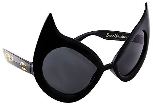 Sun-Staches Catwoman Glasses Standard, Katzenauge, Kostümbrille, Brille, Retro, Schwarz, Superheld, Catwoman