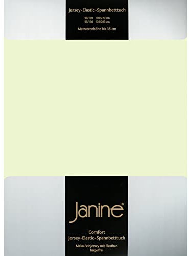 Janine Spannbettlaken Elastic - extra weiches und elastisches Spannbetttuch - für Matratzen 90x190cm bis 120x200cm Limone