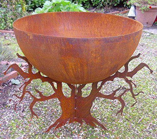 Unbekannt Garten FEUERSCHALE FEUERKORB Old Tree GARTENDEKO Alter Baum ROST 43cm HOCH NEU