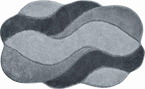Grund Badteppich 100% Polyacryl, ultra soft, rutschfest, ÖKO-TEX-zertifiziert, 5 Jahre Garantie, CARMEN, Badematte 60x100 cm, grau