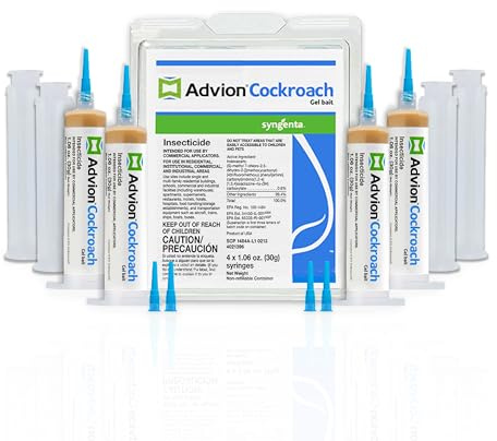 Advion Cockroach Gel Bait, 4 Tubes x 30-Grams, 4 Plunger and 4 Tips, German Roach Insect Pest Control, Indoor and Outdoor Use, Roach Killer Gel for American, German and Other Major Cockroach Species
