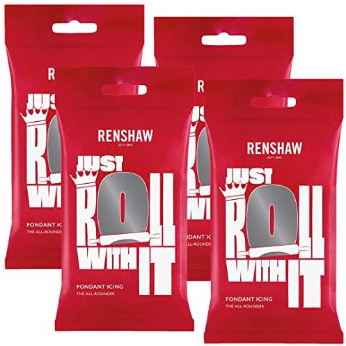 Renshaw Pâte à Sucre Gris Moyen 250 g - Lot de 4