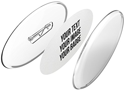 Buttons oval selber machen ohne Buttonmaschine (25 Stück) – Ansteckbuttons Set mit Nadel-Pins und A4-Buttonpapier