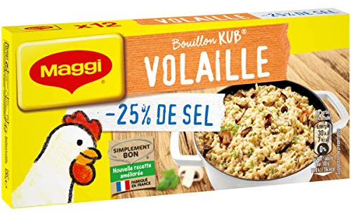 Maggi - Brodo Kub di pollame di sale ridotto, confezione da 12 cubi da 120 g