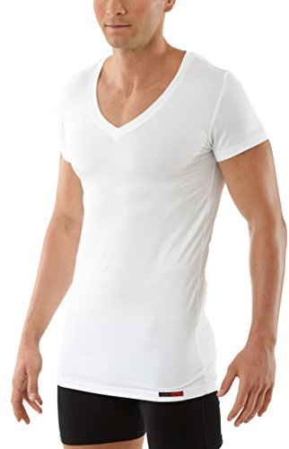 ALBERT KREUZ V-Unterhemd Business Herrenunterhemd aus Stretch-Micromodal atmungsaktiv Kurzarm weiß 7/XL
