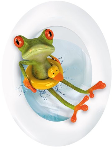 Wandkings Frosch mit Rettungsring, WC Deckel Aufkleber Sticker, 30 x 40 cm
