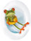 Wandkings Frosch mit Rettungsring, WC Deckel Aufkleber Sticker, 30 x 40 cm