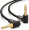 deleyCON 2m Cable de Audio Estéreo 3,5mm Conector Jack 90° Angulados para PC Portátil Móvil Smartphone Tableta Automóvil Receptor de Alta Fidelidad - Negro