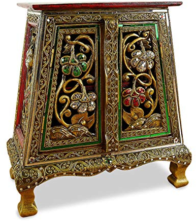 Livasia Table de Chevet avec mosaïque de Verre, Table de Chevet Asiatique, Durable et Fait Main en Thaïlande, 44x24x48cm