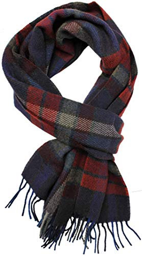 Rotfuchs® Webschal Herrenschal Winterschal Warm & weich Wolle Karo mehrfarbig Made in Germany 180 x 30 cm rot braun R-734