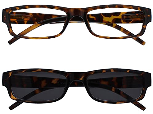 The Reading Glasses Company Die Lesebrille Unternehmen Braun Leicht Leser Mit UV400 Sonne Leser Wert Doppelpack Herren Frauen RS32-2 +3,00