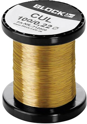 Block CUL 100/0.22 Enamelled Copper Wire Outer Diameter (Including Insulating Varnish) = 0.22 mm 285 m 0.10 kg