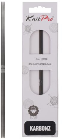 KnitPro Carbonz Strumpfstricknadeln 5-Stücke, 20 cm Länge x 1.00 mm Stärke